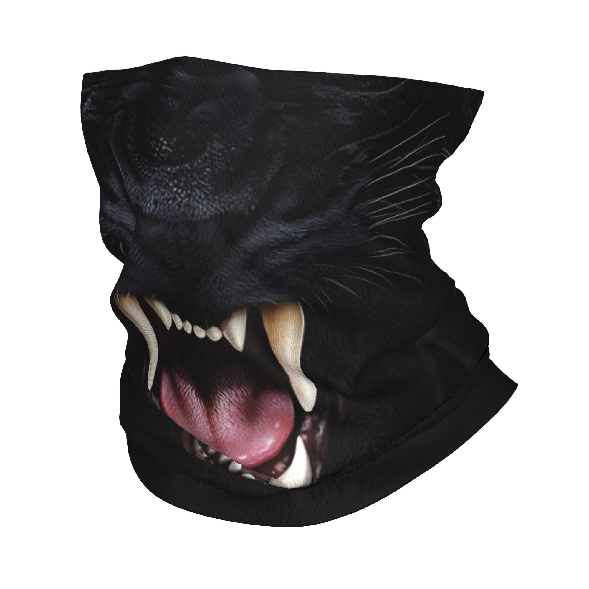 Neck Gaiter Face Cover - Custom Black Panther Animal Head Rock