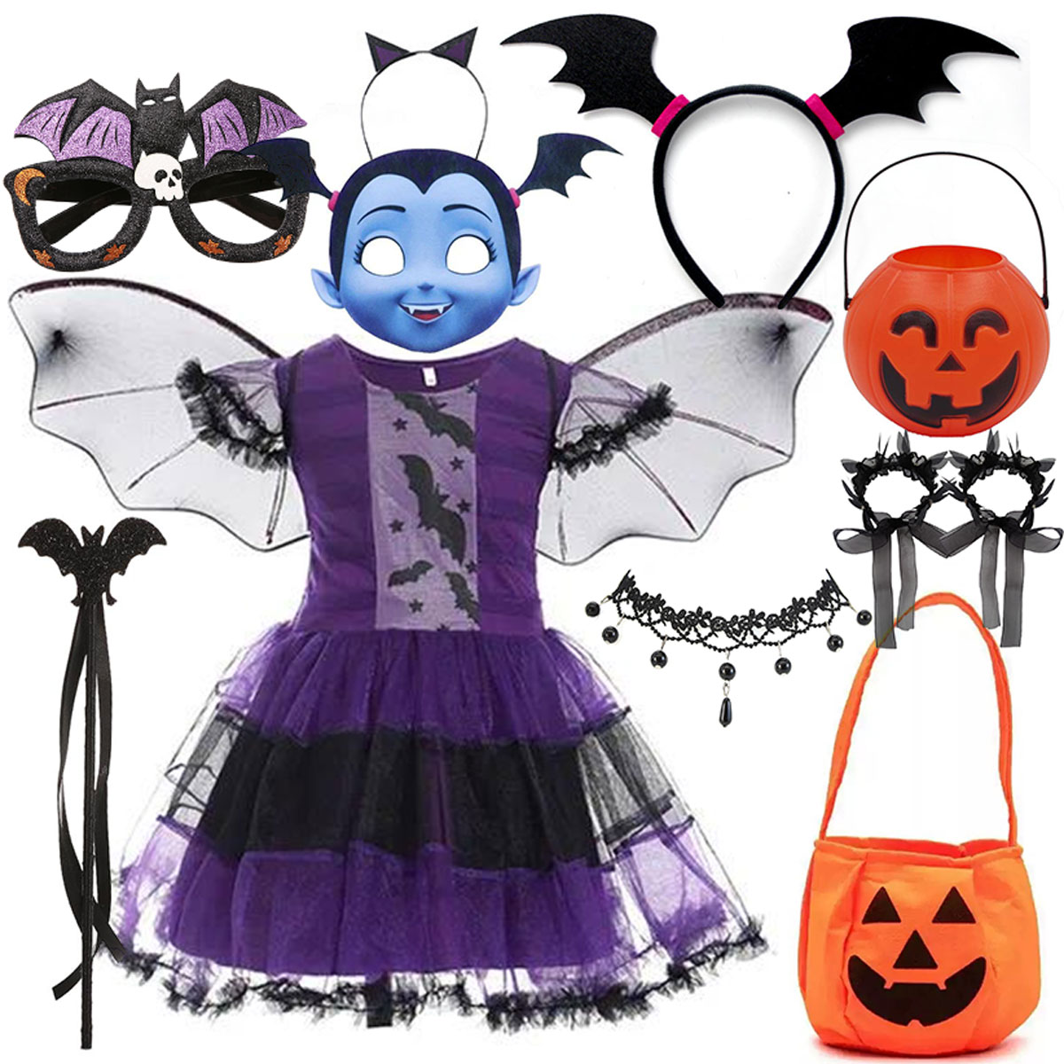 Girls Halloween Vampire Bat Co - Kids Face Mask 评论和价格