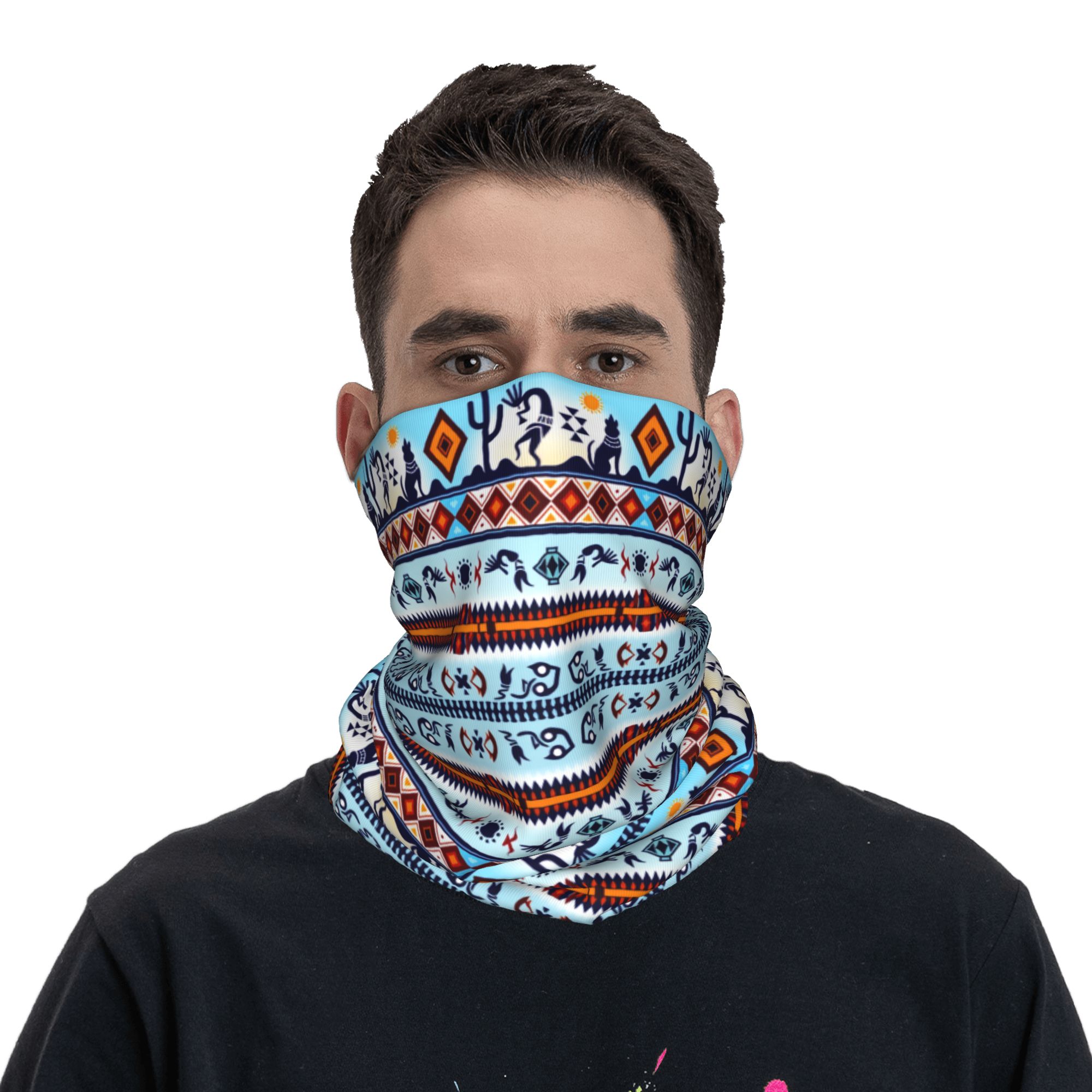 Custom Kokopelli Hohokam Treas - Neck Gaiter Face Cover 评论和价格
