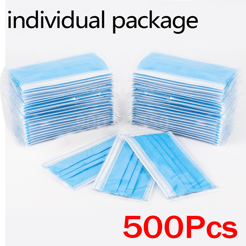 10-500pcs Disposable Adults in - Disposable Mask Blue 评论和价格